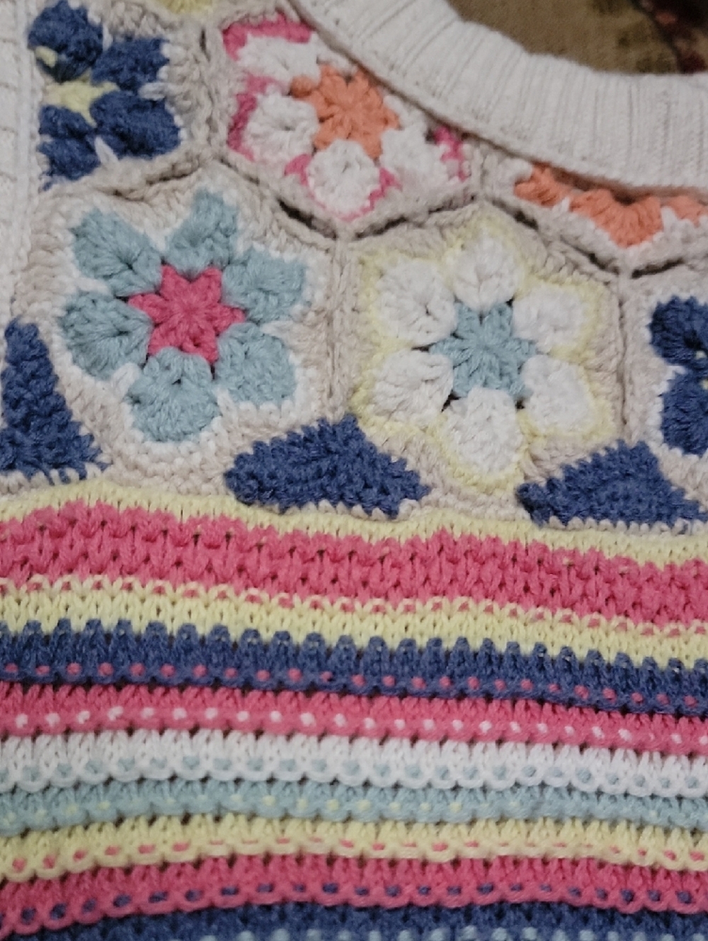 American Eagle Crocket Knit Tank Top Medium | Striped Boho Summer Sweater Vest - Picture 5 of 8